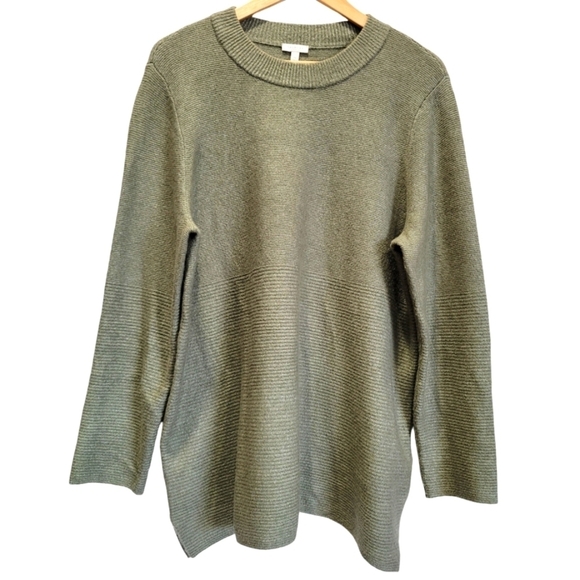TALBOTS Sz 2X Olive Green Crew Neck Long Sleeve Lightweight Sweater - Picture 1 of 5
